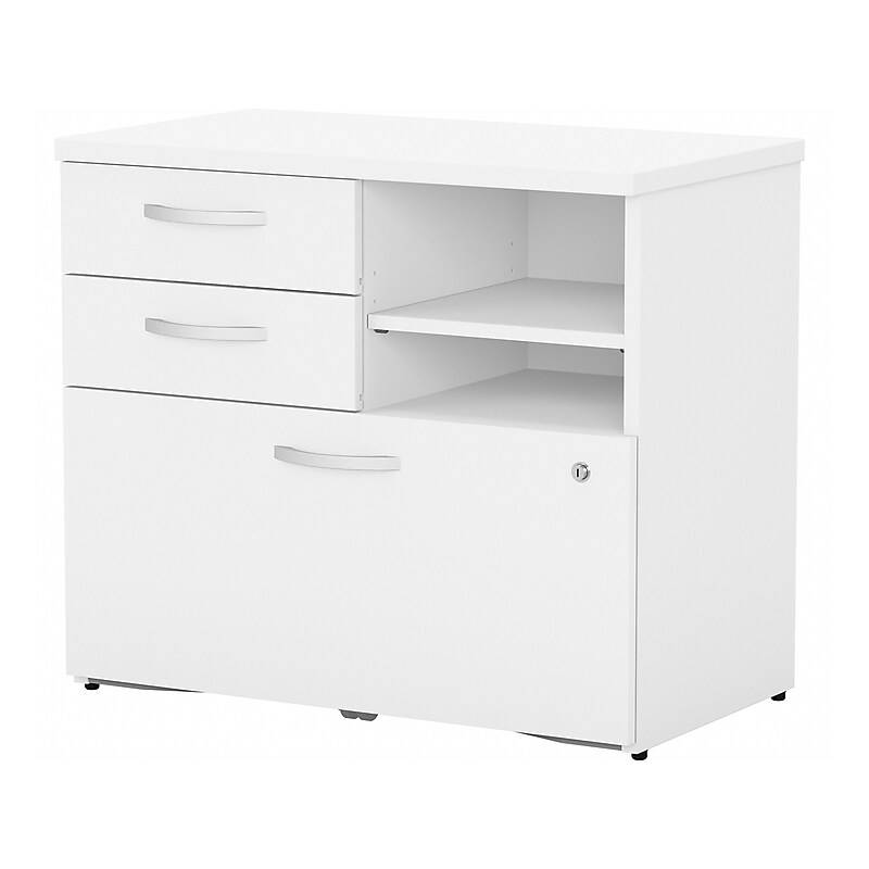 Bush Business Furniture Studio C Office Storage Cabinet with Drawers and Shelves, White (SCF130WHSU) image 1