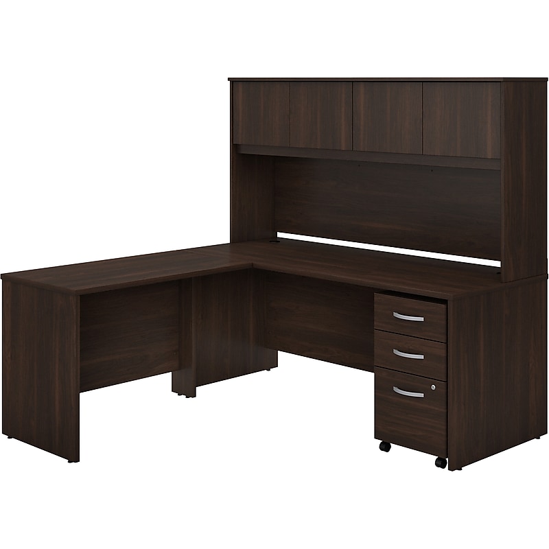 Bush Business Furniture Studio C 72"W L Shaped Desk with Hutch, Mobile File Cabinet and Return, Black Walnut (STC006BWSU) image 1