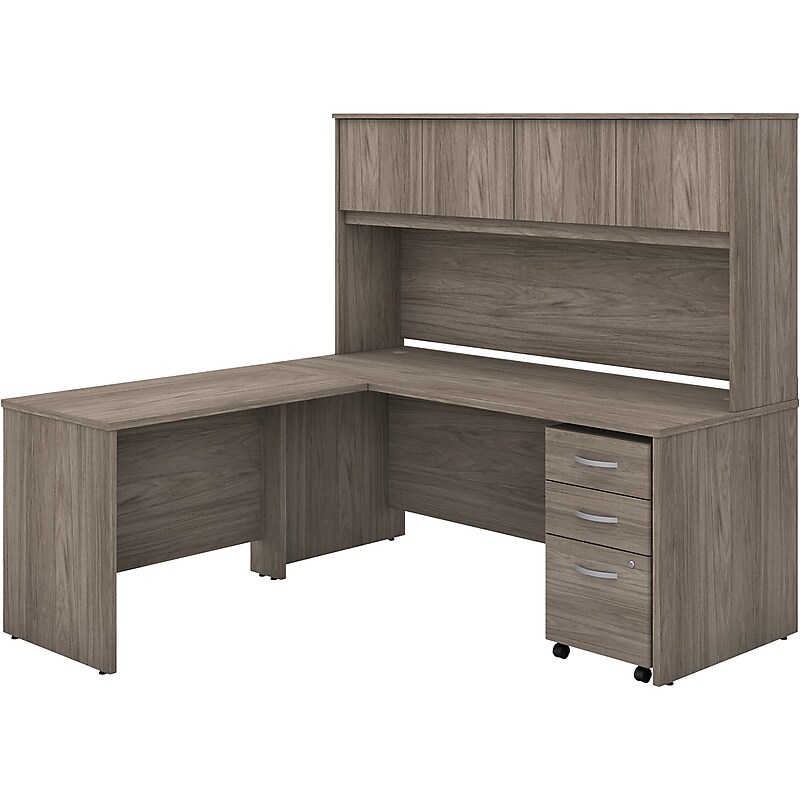 Bush Business Furniture Studio C 72"W L Shaped Desk with Hutch, Mobile File Cabinet and Return, Modern Hickory (STC006MHSU) image 1