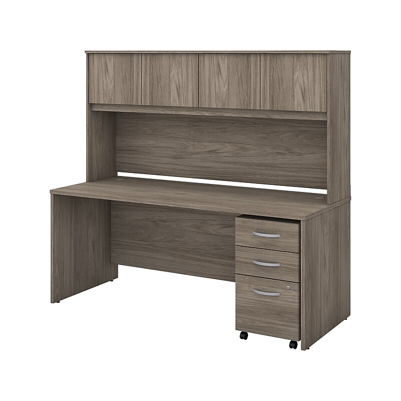 Bush Business Furniture Studio C 72"W Office Desk with Hutch and Mobile File Cabinet, Modern Hickory (STC011MHSU) image 1