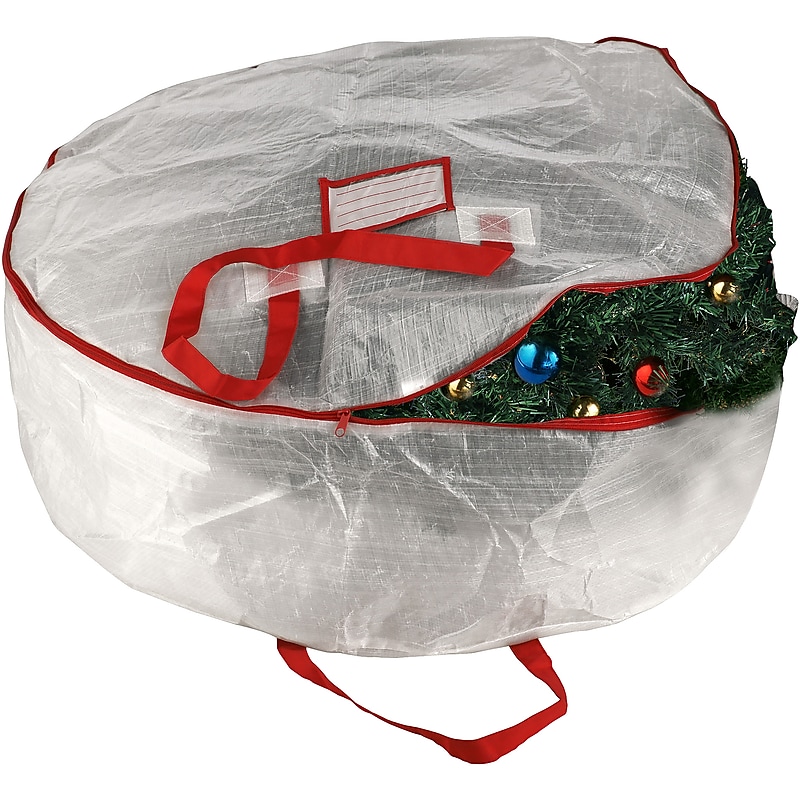 Elf Stor White Deluxe Wreath Storage Bag, 30" x 10" (ES1014) image 1