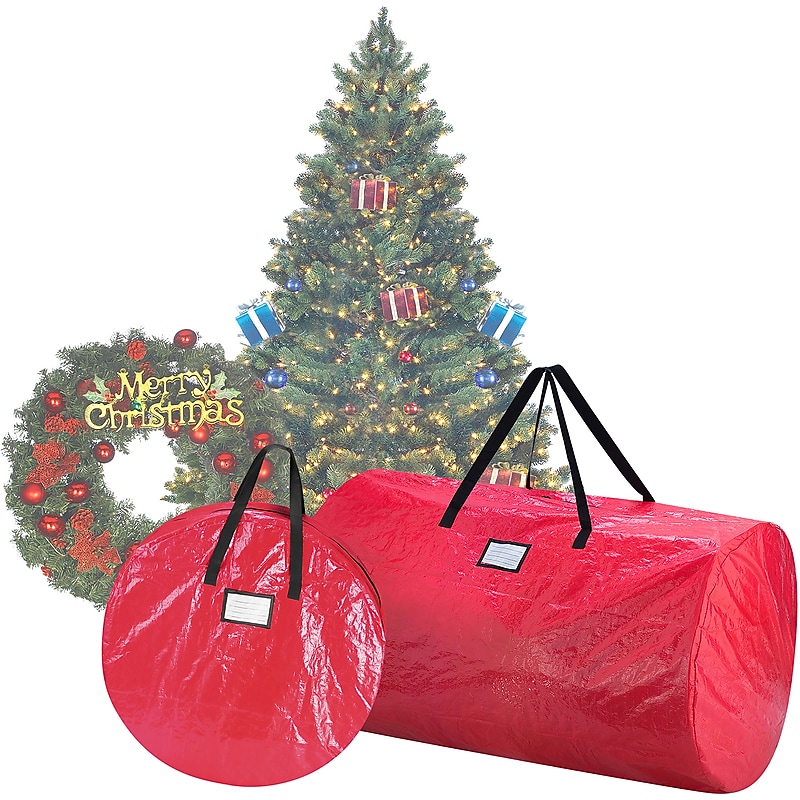 Elf Stor Red, 9ft Tree, 30" Wreath Tree & Wreath Storage Bag Combo (ES1016) image 1