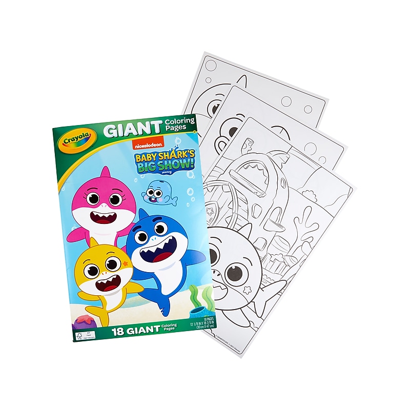 Crayola Giant Coloring Pages Baby Shark Coloring Book, 18 Pages (04-0985) image 1