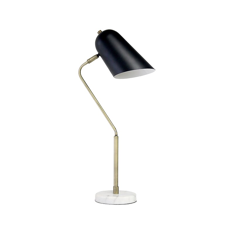 Lalia Home Studio Loft Incandescent Desk Lamp, 24", Antique Brass/Matte Black/Marble White (LHD-5058-AB) image 1