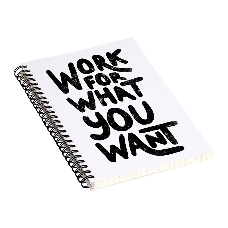 DENY Designs Work for What You Want by Phirts Professional Notebooks, 5.5" x 8.25", Dotted, 40 Sheets, White (69196-NOBS01) image 1