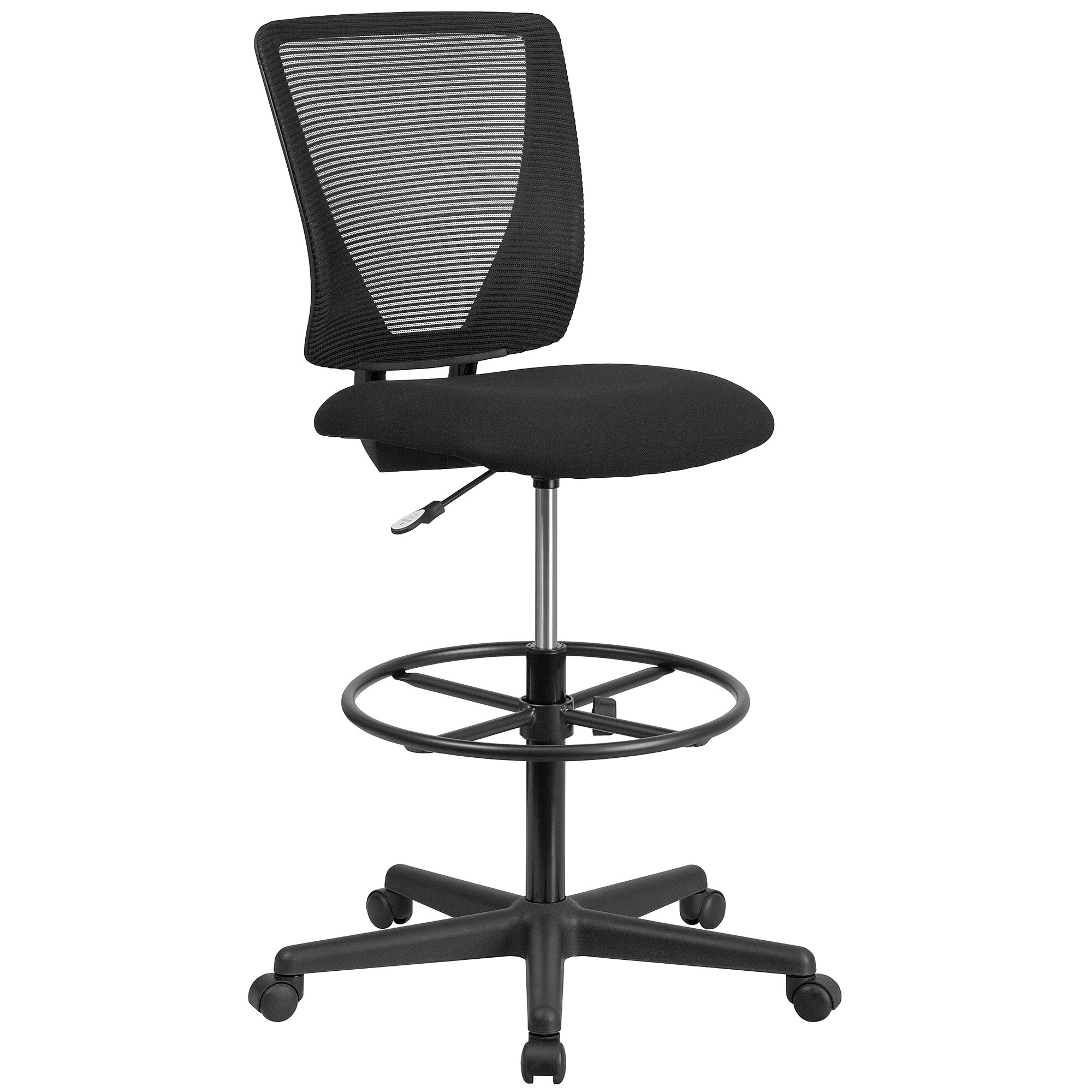 Ergonomic Mid-Back Mesh Drafting Chair with Black Fabric Seat and Adjustable Foot Ring [GO-2100-GG] Sansujyuku sansujyuku.com