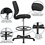 Ergonomic Mid-Back Mesh Drafting Chair with Black Fabric Seat and Adjustable Foot Ring [GO-2100-GG]~#|#~sp144375309_sc7