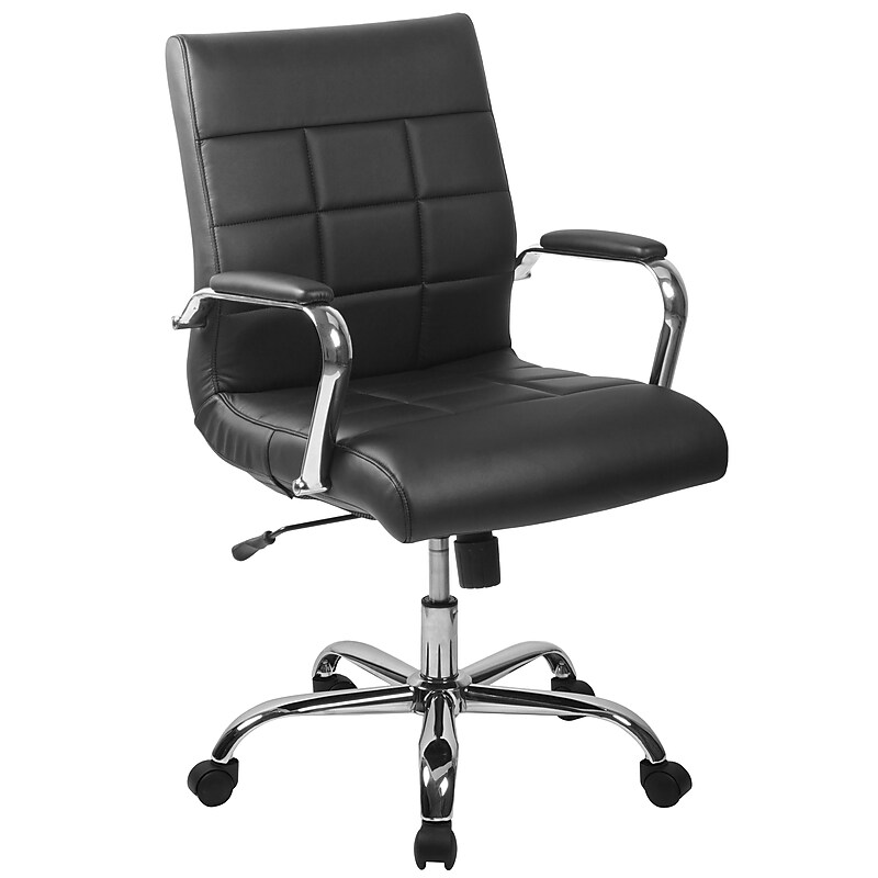 Flash Furniture Vivian Vinyl Swivel Mid-Back Executive Office Chair, Black (GO2240BK) image 1