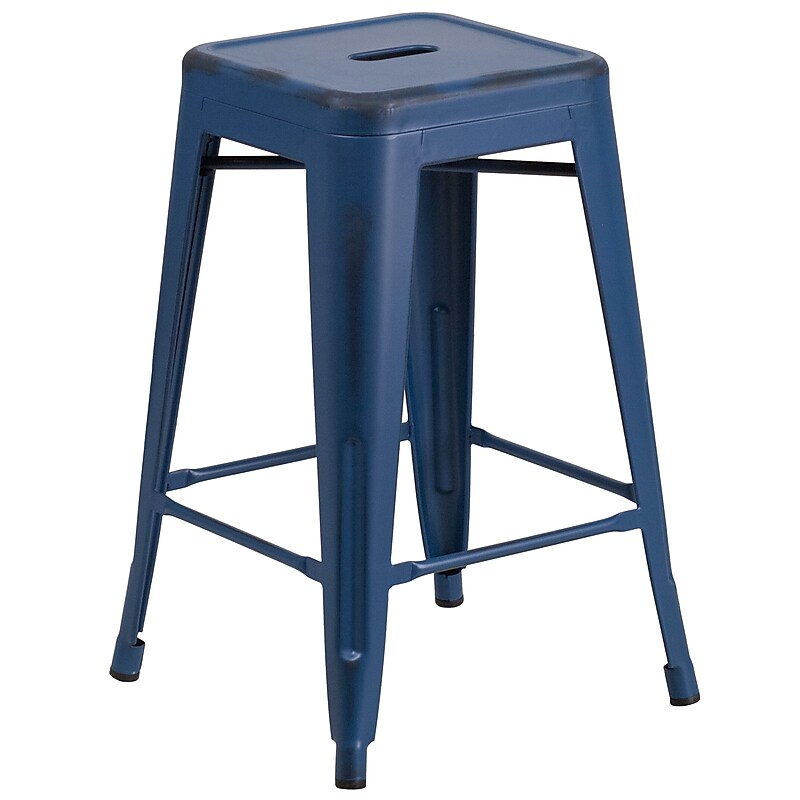 Flash Furniture Colorful Restaurant Counter Height Stool, Antique Blue (ETBT350324AB) image 1