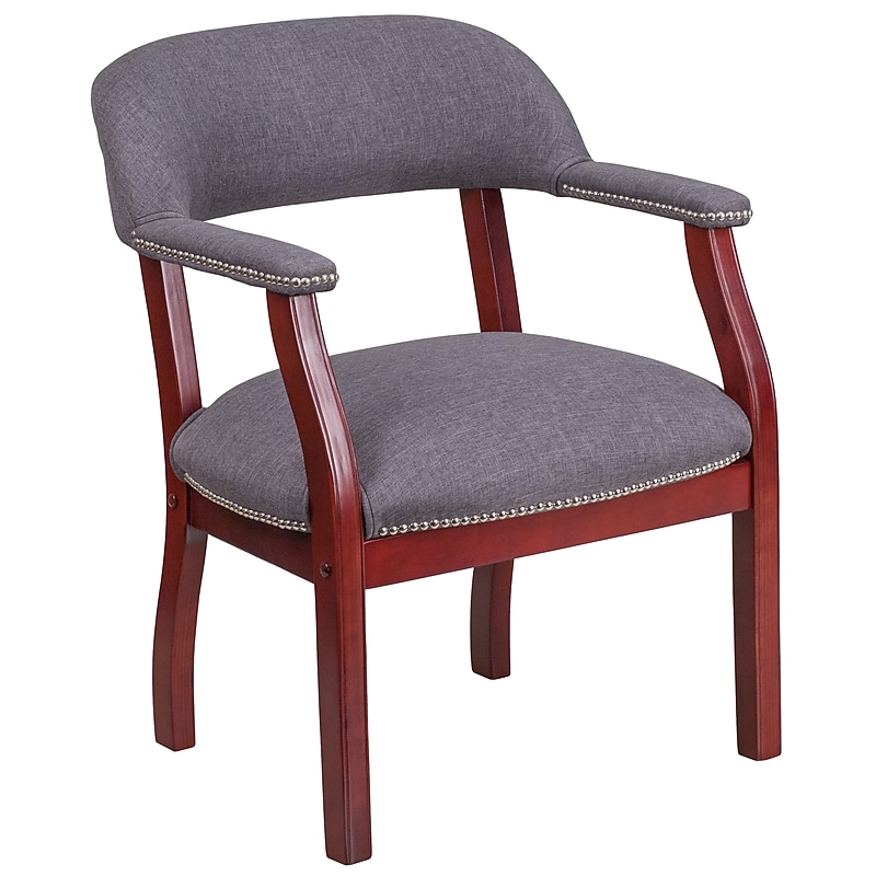 Flash Furniture Fabric Luxurious Conference Chair with Silver Trim Nails, Gray (BZ105GY) image 1