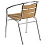 Flash Furniture Aluminum Commercial Indoor-Outdoor Restaurant Stack Chair with Triple Slat Faux Teak Back (TLH017W)~#|#~sp144376084_sc7