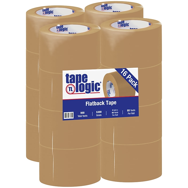 Tape Logic #5300 Flatback Packing Tape, 3" x 60 yds., Brown, 16/Carton image 1