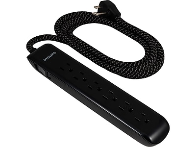 Philips 6-Outlet Surge Protector, 10′, Black/Gray (SPC3064BGT1/37-991) Simolary simolary.com