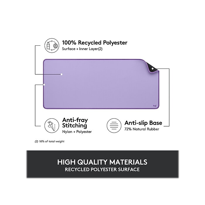 Logitech Studio Series Non-Skid Desk Mat, Lavender (956