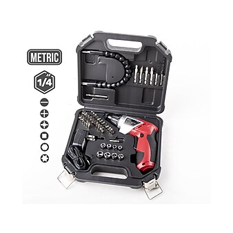 Apollo Tools 3.6V Lithium-Ion Rechargeable Screwdriver with 45-Piece Accessory Set, Red (DT4944)