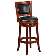 Flash Furniture Transitional LeatherSoft Swivel Barstool with Back, Light Cherry (TA355530LC)