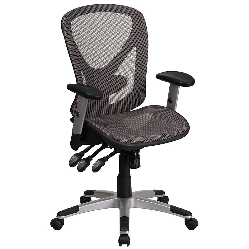 Flash Furniture Sam Ergonomic Mesh Swivel Mid-Back Multifunction Executive Office Chair, Transparent Gray (GOWY1363) image 1