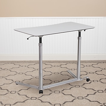 Flash Furniture 37''W Sit-Down-Stand-Up Computer Desk, Light Gray (NANIP61)