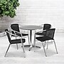 Flash Furniture Lila Indoor-Outdoor 31.5'' Round Table Set with 4 Rattan Chairs, Black (TLH32RD020BKCH4)~#|#~sp144471997_sc7