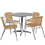 Flash Furniture Lila Indoor-Outdoor 31.5'' Round Table Set with 4 Rattan Chairs, Beige (TLH32RD020BGCH4)~#|#~sp144472003_sc7