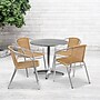 Flash Furniture Lila Indoor-Outdoor 31.5'' Round Table Set with 4 Rattan Chairs, Beige (TLH32RD020BGCH4)~#|#~sp144472004_sc7