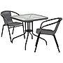 Flash Furniture Lila 28'' Square Table with 2 Rattan Stack Chairs, Gray (TLH073SQ037GY2)~#|#~sp144472069_sc7