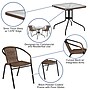 Flash Furniture Lila 28'' Square Table with 2 Rattan Stack Chairs, Dark Brown (TLH073SQ037BN2)~#|#~sp144472088_sc7