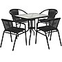 Flash Furniture Lila 28'' Square Table with 4 Rattan Stack Chairs, Black (TLH073SQ037BK4)~#|#~sp144472094_sc7