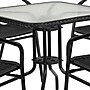 Flash Furniture Lila 28'' Square Table with 4 Rattan Stack Chairs, Black (TLH073SQ037BK4)~#|#~sp144472107_sc7
