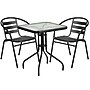 Flash Furniture Lila 23.5'' Square Table with 2 Slat Stack Chairs, Black (TLH0731SQ017CB2)~#|#~sp144472230_sc7