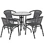 Flash Furniture Lila 28'' Round Table with 4 Rattan Stack Chairs, Gray (TLH087RD037GY4)~#|#~sp144472245_sc7