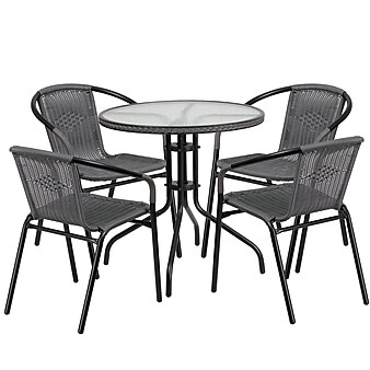 Flash Furniture Clear Top/Gray Rattan Indoor Outdoor Sets (TLH087RD037GY4)