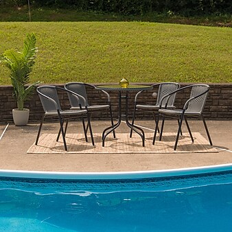 Flash Furniture Clear Top/Gray Rattan Indoor Outdoor Sets (TLH087RD037GY4)