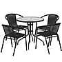 Flash Furniture Lila 28'' Round Table with 4 Rattan Stack Chairs, Black (TLH087RD037BK4)~#|#~sp144472271_sc7