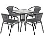 Flash Furniture Lila 28'' Square Table with 4 Rattan Stack Chairs, Gray (TLH073SQ037GY4)~#|#~sp144472283_sc7