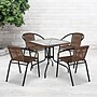 Flash Furniture Lila 28'' Square Table with 4 Rattan Stack Chairs, Dark Brown (TLH073SQ037BN4)~#|#~sp144472304_sc7