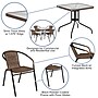 Flash Furniture Lila 28'' Square Table with 4 Rattan Stack Chairs, Dark Brown (TLH073SQ037BN4)~#|#~sp144472308_sc7