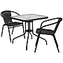 Flash Furniture Lila 28'' Square Table with 2 Rattan Stack Chairs, Black (TLH073SQ037BK2)~#|#~sp144472313_sc7
