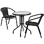 Flash Furniture Lila 23.75'' Round Table with 2 Rattan Stack Chairs, Black (TLH071RD037BK2)~#|#~sp144472340_sc7