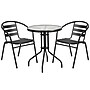 Flash Furniture Lila 23.75'' Round Table with 2 Slat Stack Chairs, Black (TLH071RD017CBK2)~#|#~sp144472350_sc7