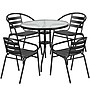 Flash Furniture Lila 31.5'' Round Table with 4 Slat Stack Chairs, Black (TLH072RD017CBK4)~#|#~sp144472362_sc7