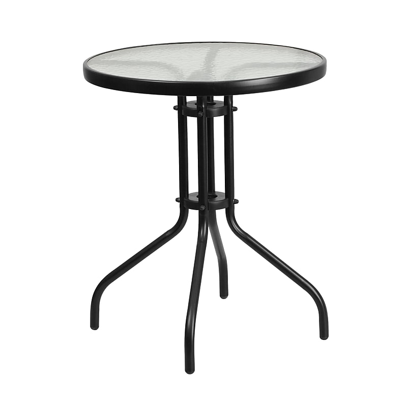 Flash Furniture Bellamy Round Tempered Glass Metal Table (TLH0701) image 1