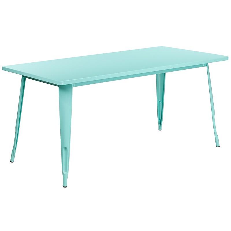 Flash Furniture Charis Commercial Grade Rectangular Metal Indoor-Outdoor Table, Mint Green (ETCT005MINT) image 1