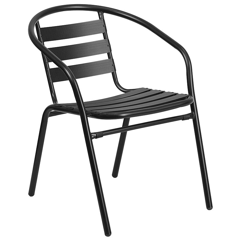 Flash Furniture Metal Restaurant Stack Chair with Aluminum Slats, Black (TLH-017C-BK-GG) image 1