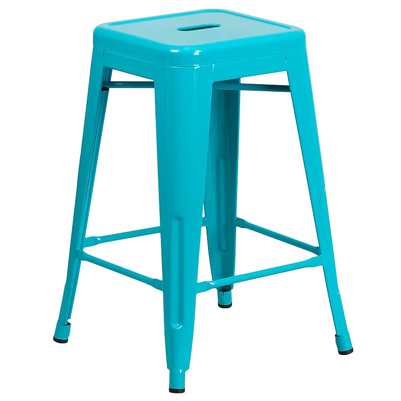 Flash Furniture Colorful Restaurant Counter Height Stool, Crystal Teal-Blue (ETBT350324CB) image 1