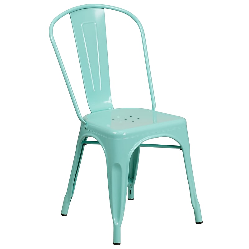 Flash Furniture Metal Indoor-Outdoor Stackable Chair, Mint Green (ET-3534-MINT-GG) image 1