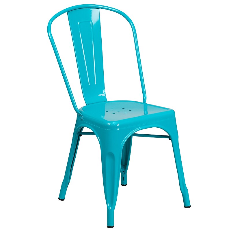 Flash Furniture Crystal Metal Indoor-Outdoor Stackable Chair, Teal/Blue  (ET-3534-CB-GG) image 1