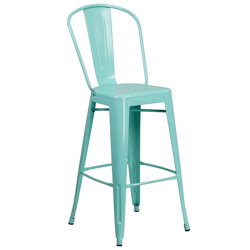 Flash Furniture Colorful Restaurant Barstool with Back, Mint Green (ET353430MINT) image 1