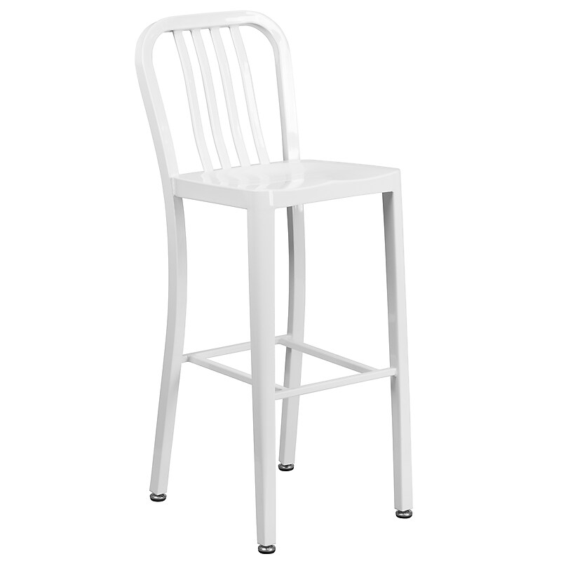 Flash Furniture Colorful Restaurant Barstool with Back, White (CH6120030WH) image 1