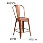 Flash Furniture Colorful Restaurant Counter Height Stool with Back, Copper (ET353424POC)~#|#~sp144472746_sc7
